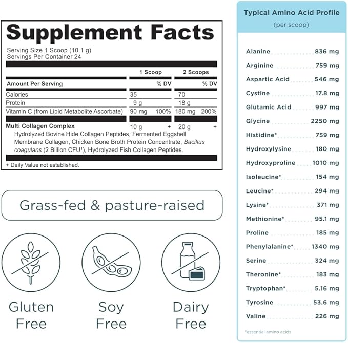 Ancient Nutrition Hydrolyzed Collagen Peptides Powder, Unflavored Multi Collagen Powder Packets for Women and Men with Vitamin C, 24 Servings, Supports Skin and Nails, Gut Health