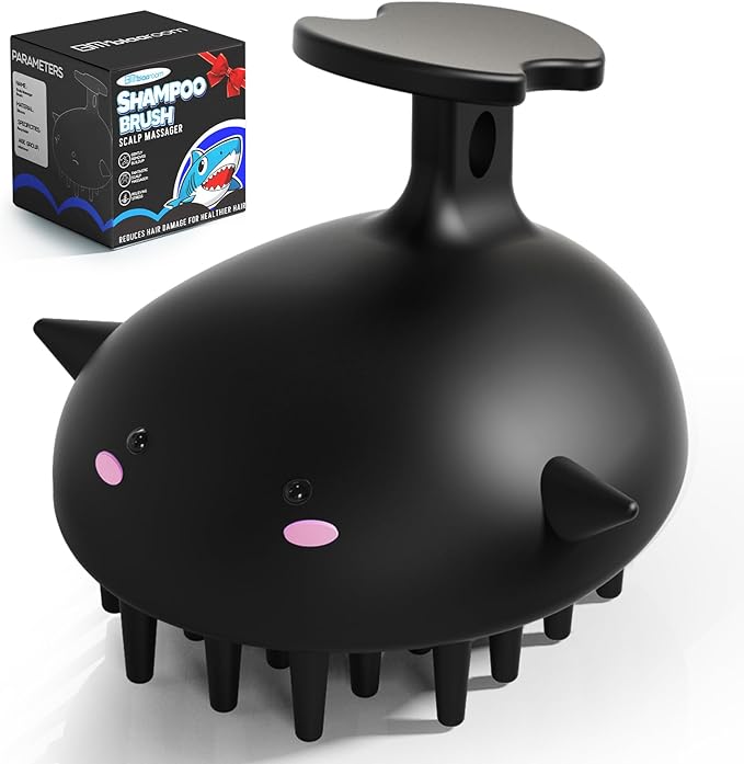 Scalp Massager Hair Growth Shampoo Brush, Silicone Scalp Scrubber Shower Scalp Brush for Hair, Head Massager Scalp Exfoliator for Dandruff Removal, Wet Dry Scalp Massage Tool for Hair Care, Black