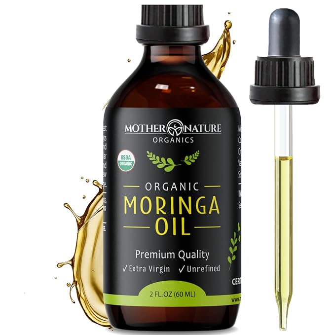 Moringa Oil - USDA Certified Organic, 100% Pure, Cold Pressed & Unrefined Gluten Free Oil (2oz) - Natural Moisturizer for Skin, Face, Body & Hair - Non-GMO & Vegan