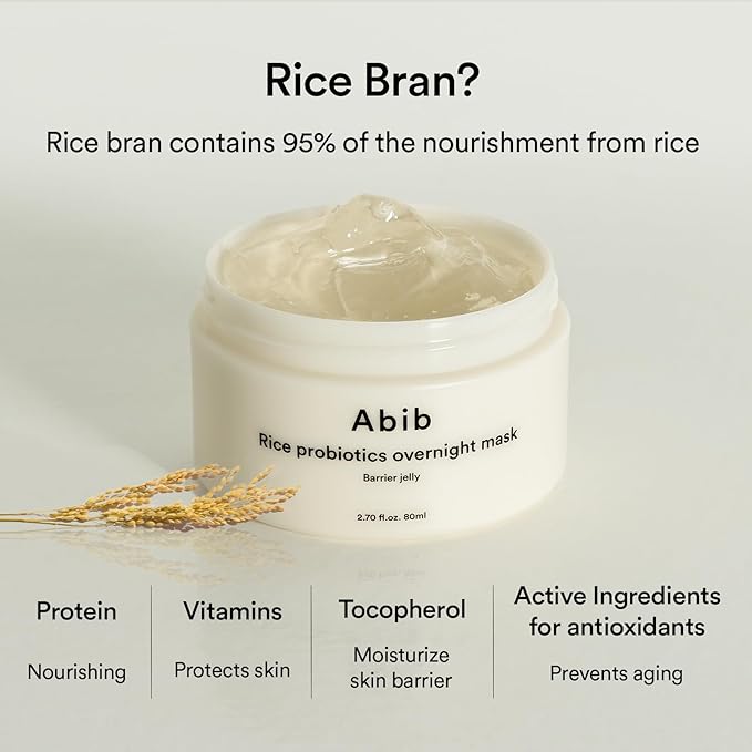 Abib Rice Probiotics Overnight Mask Barrier Jelly 2.7 fl oz I Moisturizer for Slugging Intensive Hydrating Nourishing Face Sleep Sleeping Mask for Korean Skin Care jelly eye cream clay mask glass skin