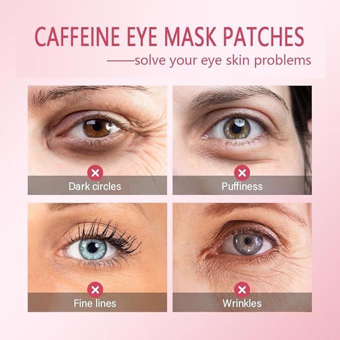 Professional Caffeine Eye Masks, Under Eye Patches for Puffy Eyes, Eye Masks for Dark Circle, Wrinkles and Fine Lines, Rejuvenating and Refreshing Eye Masks with Caffeine