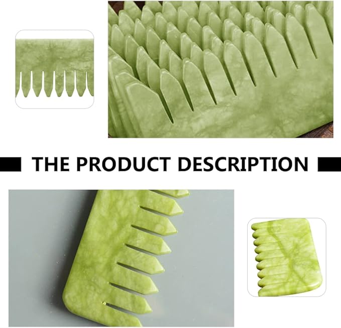 Healifty 2pcs Jade Comb and Brush Set - Wide Tooth Hair Comb, Facial Massage Board for Scalp, Head Guasha, and Cosmetic Use