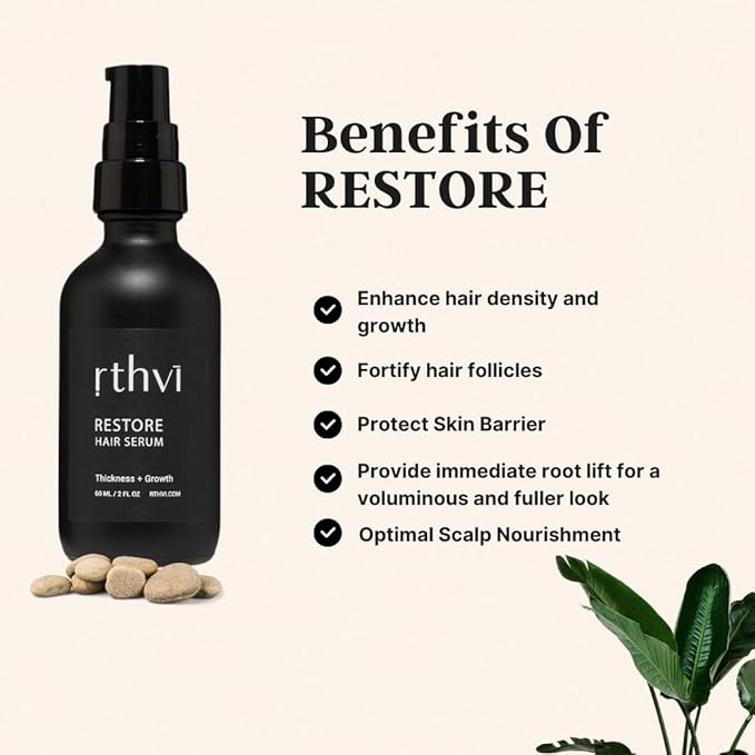 Restore Hair Serum 2 oz for thicker and longer hair growth with Rosemary, Caffeine, Lavender & Amino Acids