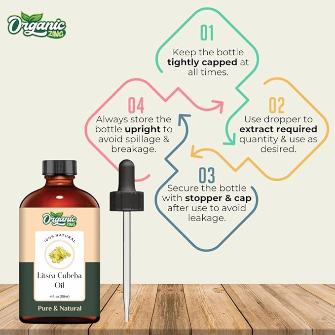 Litsea Cubeba Oil | Pure & Natural Essential Oil for Aroma & Diffusers - 118ml/3.99fl oz