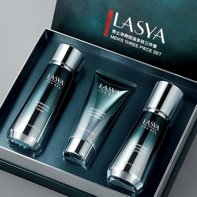 Oil Control Skin Care Set For Men 3-In-1 Skin Care Routine With Cleanser Toner Lotion 3 Step Skin Care Routine