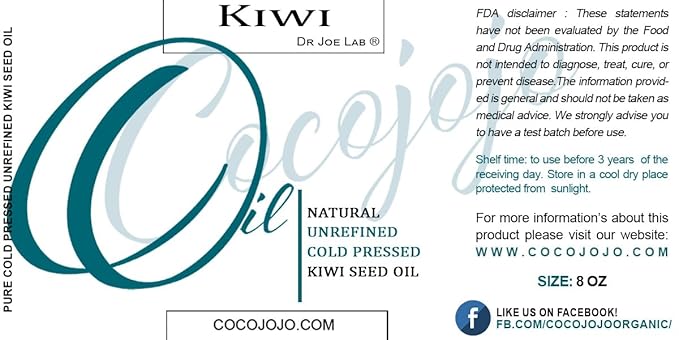 Dr Joe Lab Kiwi Seed Oil 8 oz Pure Natural Cold Pressed Unrefined Extra Virgin Kiwi Oil - for Hair Skin Body Nail and Beard - Moisturizing, Soothing, Hydrating, & Nourishing