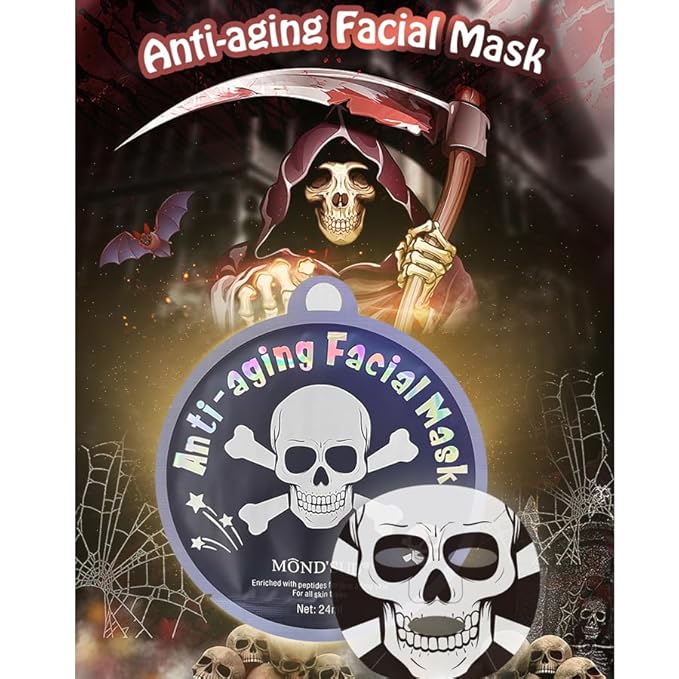 MOND'SUB Skull face mask,Hydrating and Soothing Facial Mask,Enriched with Peptides,Firm aging skin 8 packs-Spa Beauty Masks