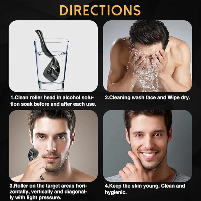 Boolavard Derma Roller Microneedle Roller for Face with 3 Different Size(0.2mm, 0.25mm, 0.3mm) Beard Roller, Hair Face Skin Micro Needle Face Roller Scalp Roller