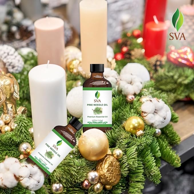 SVA Pine Needle Essential Oil – 4 Fl Oz – 100% Natural Pine Needle Oil - for Diffuser, Hair Care, Face, Skin Care, Aromatherapy, Scalp and Body Massage, Soap and Candle Making – with Dropper