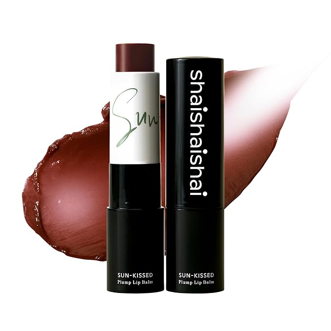 SUN-KISSED Plump Tinted Lip Balm, Lip Plumper, 70% Skincare Ingredients Providing Deep Hydration to Cracked & Chapped Lips, Lightweight Buildable High Gloss Finish, 10 Morning Burgundy