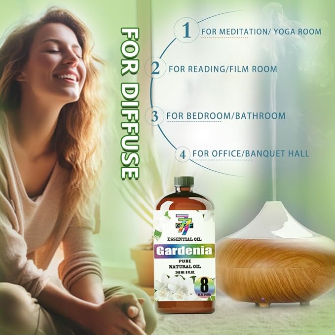 Gardenia Essential Oil (8 oz/240 ml) - Gardenia Oils Used in diffusers, humidifiers, Home Baths, Cleaning Products, Yoga, DIY Soaps and DIY Scented Candles