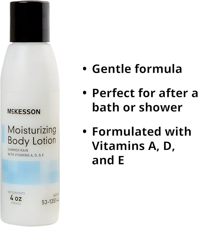 McKesson Moisturizing Body Lotion with Vitamins A, D, E, Summer Rain Scent, 4 oz, 48 Count