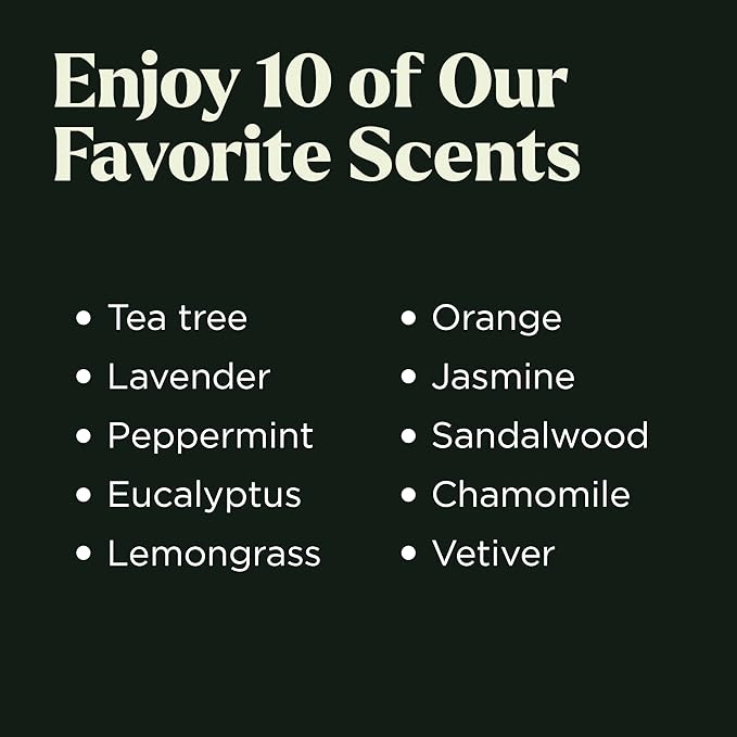 Essential Oils Set - 10pc Aromatherapy Oil in Portable Bag - Diffusers, Humidifiers, Yoga, DIY Cleaning Products, Candle Making, Soaps - Peppermint, Tea Tree, Lavender, Eucalyptus, Lemongrass (10mL)