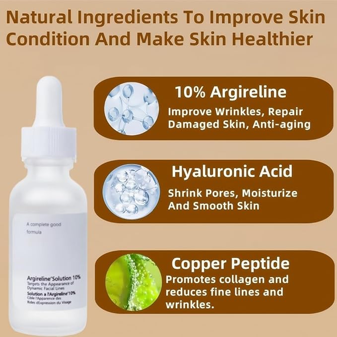 Argireline Solution 10%, Advanced Anti-aging Facial Serum, Facial Moisturizer for Women, Firming Skin and Reducing Wrinkles and Fine Lines, Argireline Facial Serum, 30ml
