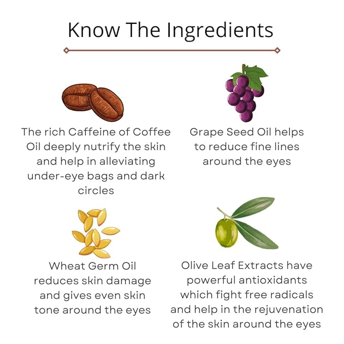 Omorfee 100% Organic Regenerative Caffeine Eye Cream, Eye Serum for Dark Circles, Puffiness, Bags Under Eye, Eye Brightening Cream, Repair Fine Lines, Wrinkles & Aging, for All Skin Types 1.76 Oz.