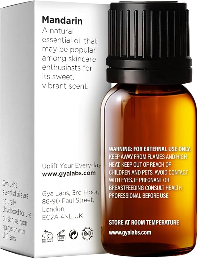Gya Labs Mandarin Essential Oil for Skin - 0.34 Fl Oz - 100% Pure Natural Mandarin Oil for Diffuser, Skin, Hair, Aromatherapy & Candle Making - Fresh Citrusy Scent
