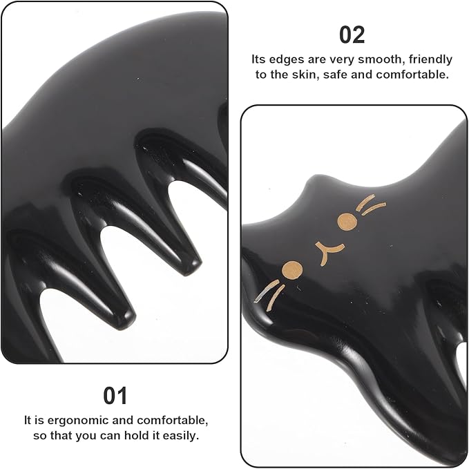 Masssage Comb Guasha Scraping Scalp Comb Body Massaging Board Gua Sha Massage Tool (Black)