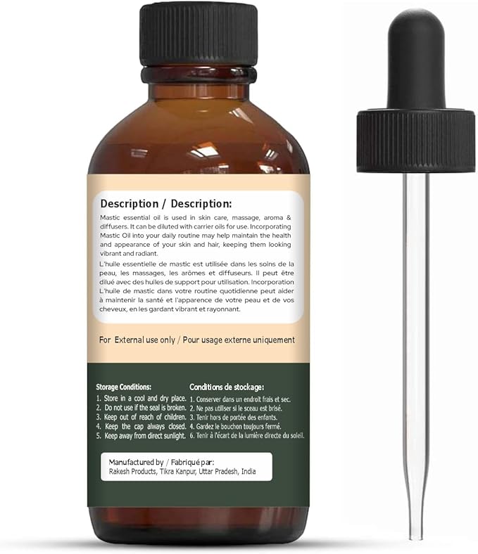 Mastic (Pistacia Lentiscus) Oil | Pure & Natural Essential Oil for Skincare, Aroma & Massage- 30ml/1.01fl oz