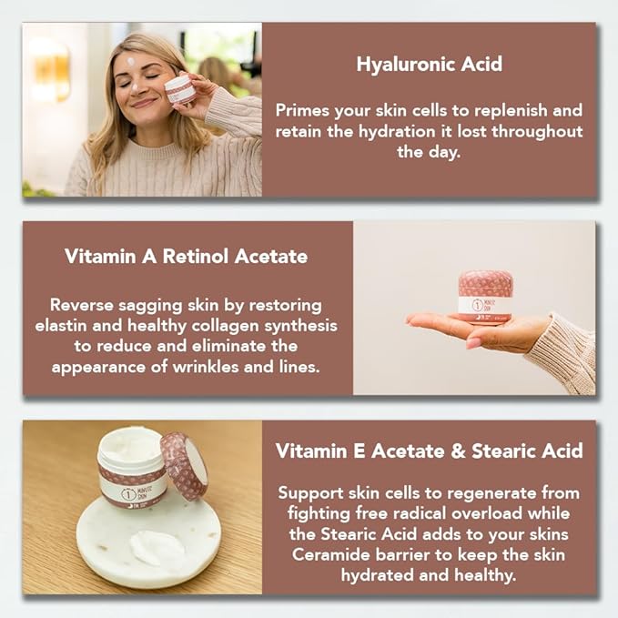 PM Eye & Face Cream - Hyaluronic Acid, Retinol, Stearic Acid All in one for Anti-Aging Lift - All Natural Recipe to aid your natural glow - Anti-Wrinkle - 2 Oz (59 ml)