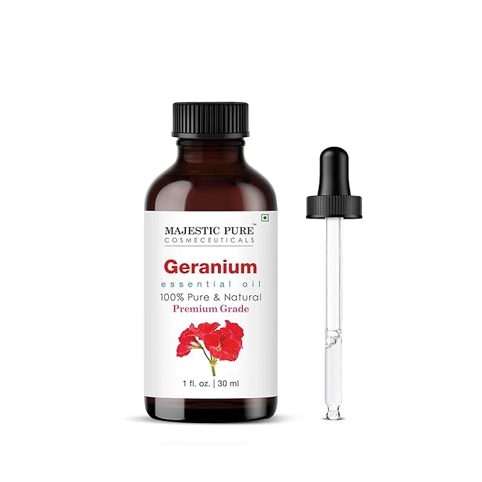 MAJESTIC PURE Geranium Essential Oil | 100% Pure and Natural Geranium Oil | Premium Grade Essential Oils for Hair Care, Home Diffusers, Skin, Aromatherapy, Massage and Humidifiers | 1 Fl Oz