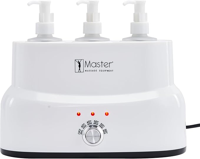 Master Massage 3-Bottles Massage Oil, Lotion, Cream Warmer Heater with Empty Bottles- Massage Cream Heating Device- Salon SPA Massage Body Therapy, White