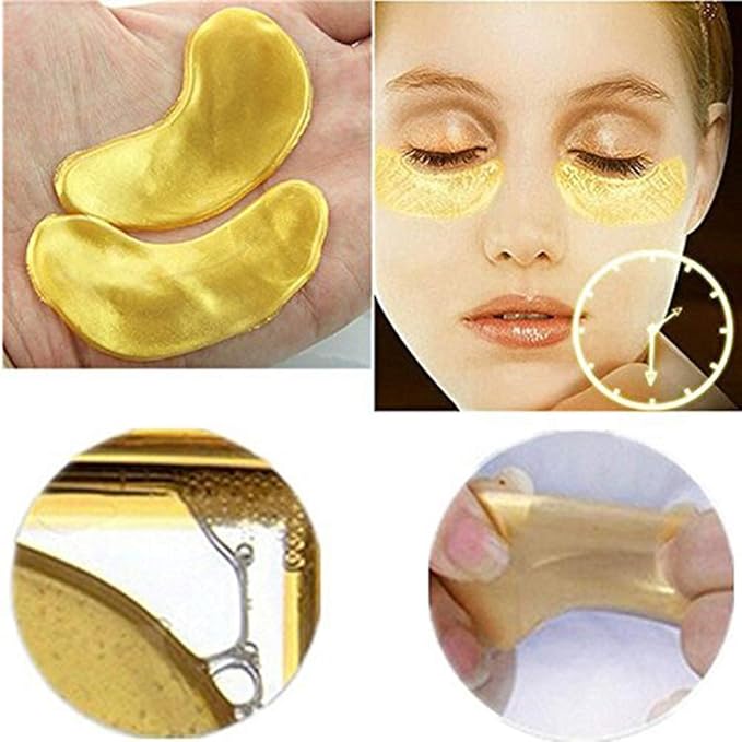 50 Pairs 24K Gold Eye Mask Powder Crystal Gel Collagen Natural Eye Pads For Anti-Aging & Moisturizing Reducing Dark Circles, Puffiness, Wrinkles