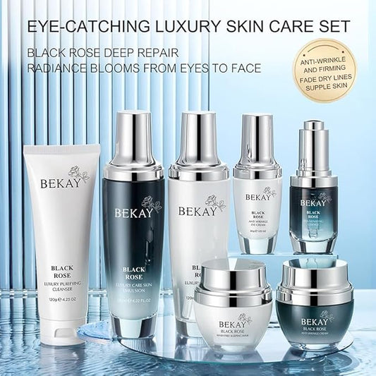 Anti-Wrinkle Skin Care Set Black Rose Moisturizing Hydrating Skin Care Kit For All Types Of Skin Valentine's Day Gift