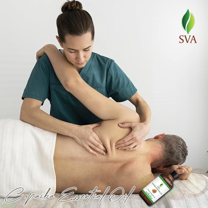 SVA Copaiba Essential Oil – 4 Fl Oz – 100% Natural Copaiba Oil - for Diffuser, Hair Care, Face, Skin Care, Aromatherapy, Scalp and Body Massage, Soap and Candle Making – with Dropper