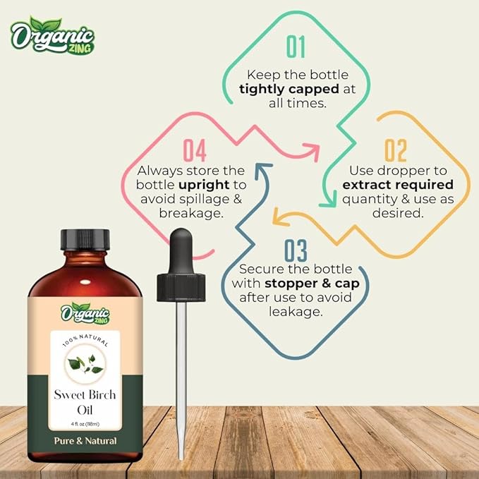 Sweet Birch (Betula Lenta) Oil | Pure & Natural Essential Oil for Aroma, Diffusers, Skincare & Massage - 118ml/3.99fl oz