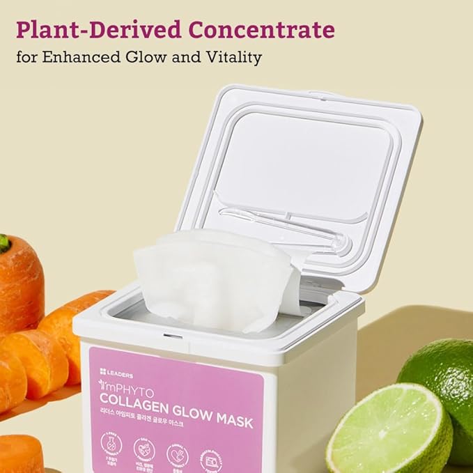 I'MPHYTO Collagen Glow Mask (220 ml, 20 Masks) - Revitalize Your Skin with Plant-Derived Pseudo Collagen and Phyto Vitamins