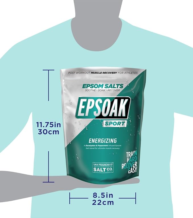 Epsoak Sport Epsom Salt for Athletes - 5 lbs. Energizing Therapeutic soak with Eucalyptus and Peppermint Essential Oils