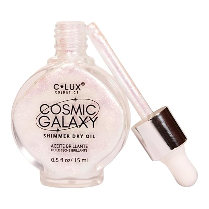 Cosmic Galaxy Shimmer Dry Oil - Shooting Star | Illuminating Body Oil for Radiant Glow | Lightweight, Hydrating, Non-Greasy | Perfect for Face, Neck & Body | Vegan & Cruelty-Free | 0.5 fl oz (15 ml)