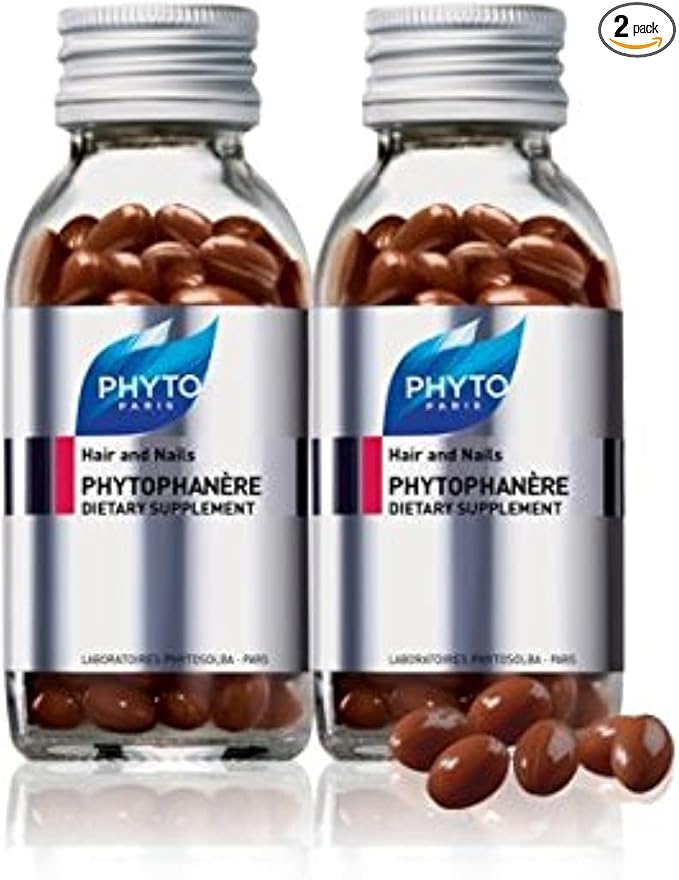 PHYTO Phytophanère 100% Natural Hair Loss Thinning Dietary Supplement, 4-Month Supply,Capsule, 120 Count (Pack of 2)