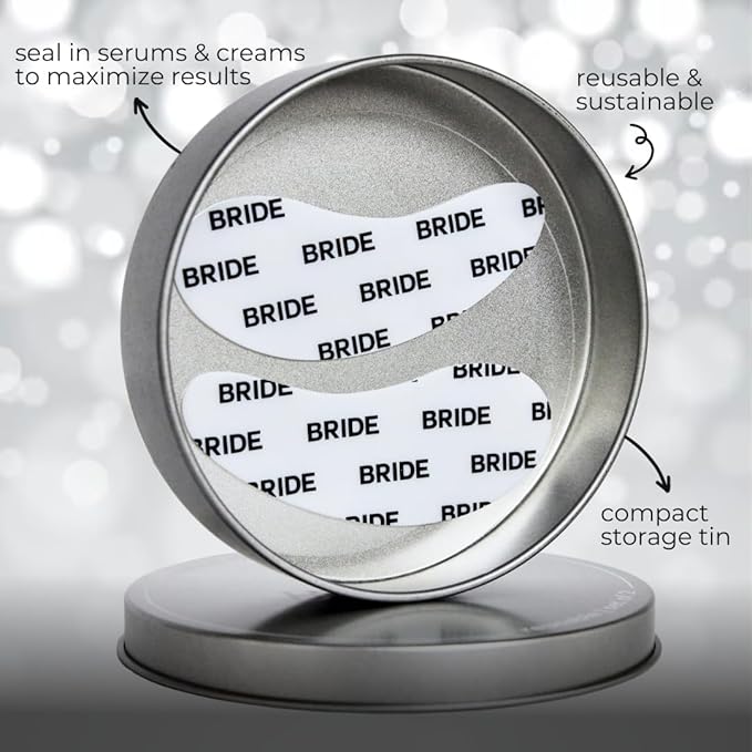 Bride Essential Eye Mask to Treat Dark Circles, Wrinkles and Puffy Eyes, 1 Pair White Reusable Silicone Under Eye Patches with Chic Case for Bridal Shower, Bachelorette and Wedding Gift