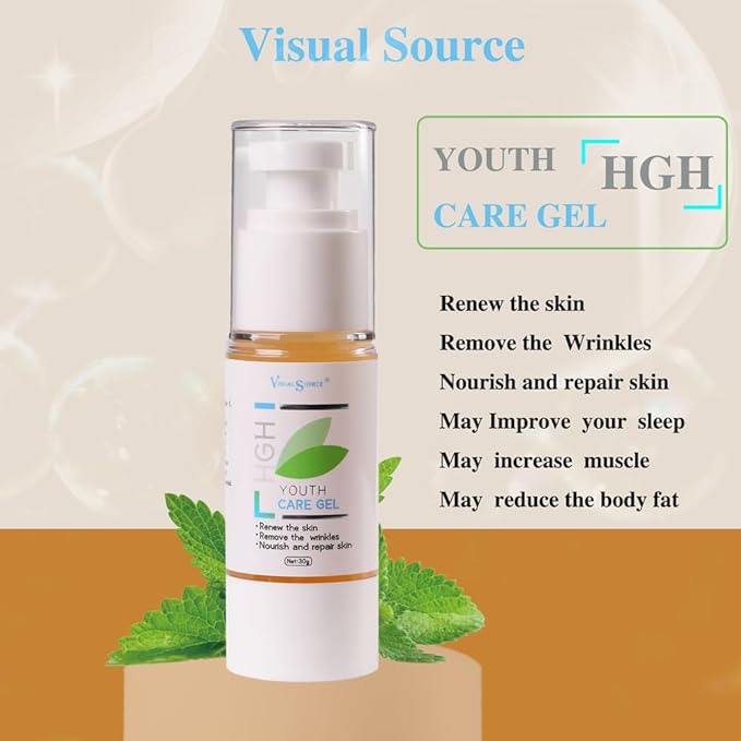 HGH Youth Care Gel,Visualsource Anti Aging Serum For Face To Body Renewal Natural Aloe Oligopeptide Essence Become Younger Gel Nourishing Remove Fine Lines And Wrinkles Rejuvenates The Skin