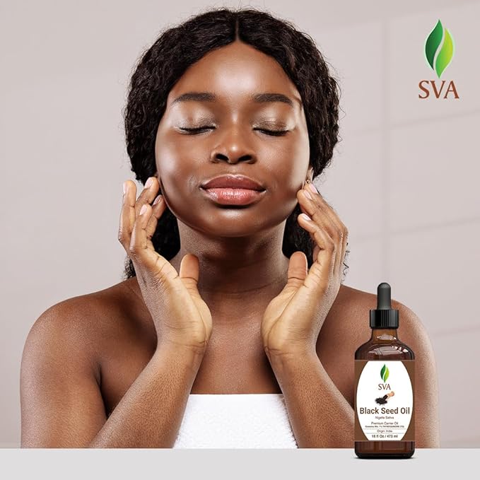 SVA Black Seed Oil - 4 Fl Oz – 100% Natural Cold Pressed Black Seed Oil - for Face, Skin Care, Hair Care, Scalp Massage & Body Massage – Carrier Oil with Dropper