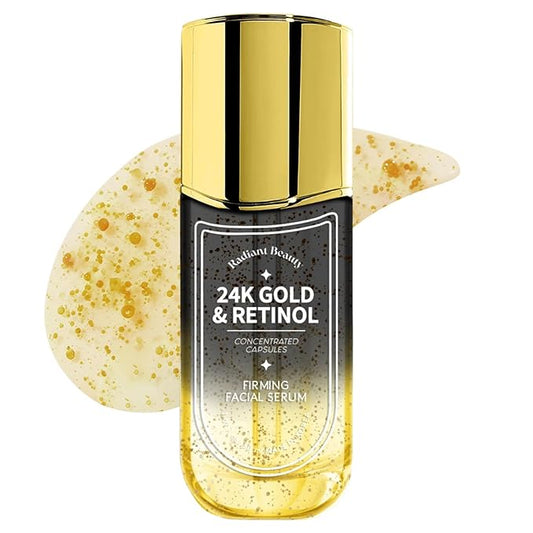 24K Gold & Retinol Firming Serum - Moisturizing, & Protecting - Reduces Dark Spots & Wrinkles - Dermatologist Tested, Korean Skin Care - 1.69 FL.OZ.