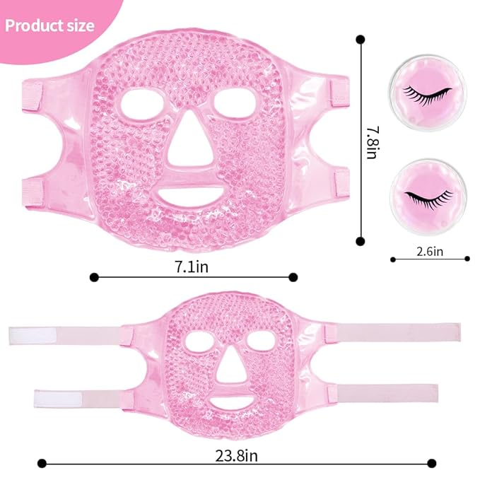 Cold Face Eye Masks Ice Face Mask Hot Cold Compress For Dark Circles, Puffiness, Migraines, Headache, Stress, Redness, Cooling Face Masks For Women Man, Skin Care