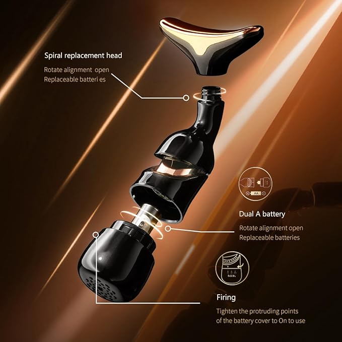 MMRH Firming Wrinkle Beauty Devicer for Facial/Neck/Eye, Multifunctional Vibration Massage Instrument, 3-in-1 Facial Skincare Instrument for Skin Care for Improve,Smooth and Tightening Skin (Black)