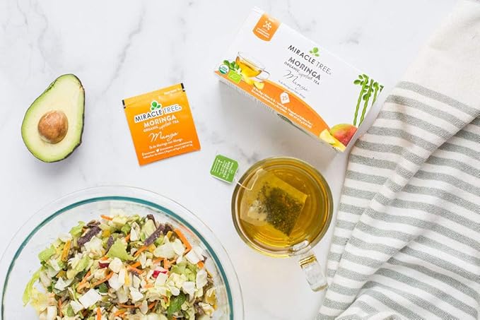 Miracle Tree - 6 Count of Organic Moringa Superfood Tea, 25 Individually Sealed Tea Bags, Mango (Keto, Detox, Energy/Immunity Booster, Vegan, Gluten-Free, Organic, Non-GMO, Caffeine-Free)