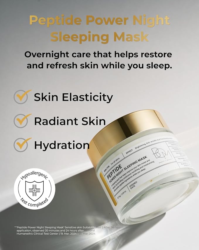 BOM COSMETICS A Set of Peptide Power Skincare With 5 Kinds of Items (Toner, Ampoule, Cream, Eye Cream, Sleeping Mask), 24K Gold & Pentapeptide for Skin Collagen Boost, Korean Skincare