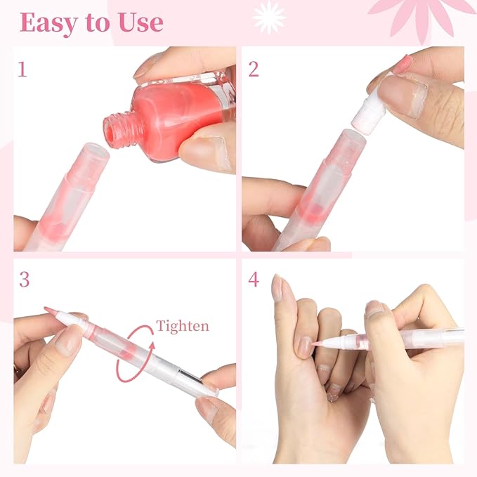 Homaisson 50 Pack 3ml Transparent Twist Pen with Stickers, Empty Cuticle Oil Pen Refillable Nail Oil Pens with Brush Tip, Empty Cosmetic Lip Gloss Tubes, Clear Eyelash Growth Liquid Containers