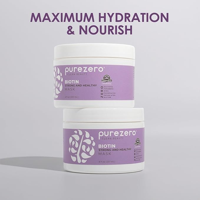 PureZero Biotin Strengthening Hair Mask 8 oz – Nourishing, Moisturizing, & Repairing for Stronger, Healthier Hair