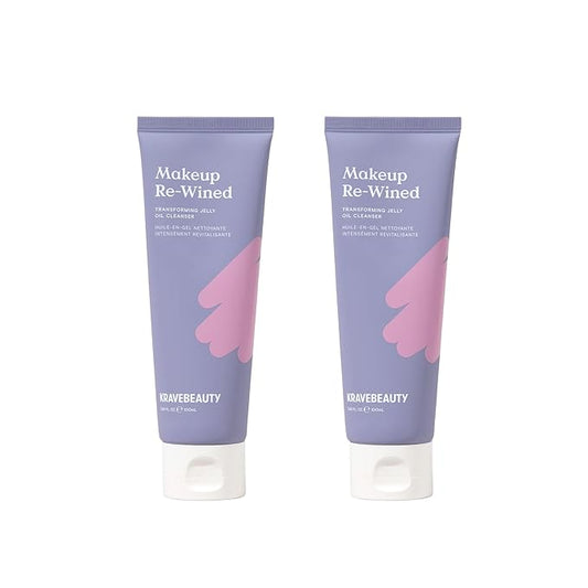 KraveBeauty Makeup Re-Wined Duo, Transforming Jelly Oil Cleanser Duo, Removes Makeup & Impurities, Suitable For All Skin Types, Vegan & Cruelty Free, 3.38 fl oz x2