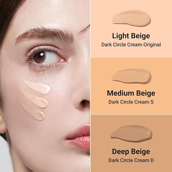 Tinted Eye Cream for Dark Circles, Korean Undereye Cover & Care Dual Action Concealer, Hydrating Formula with Niacinamide, Dark Spot Cream 0.52 oz - Light Beige