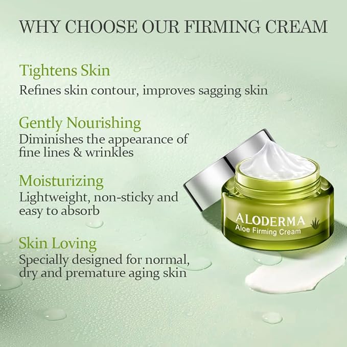Aloderma Essential Aloe Firming & Rejuvenating Skin Care Set - 4 Pieces - Gel, Cleanser, Toner, Cream