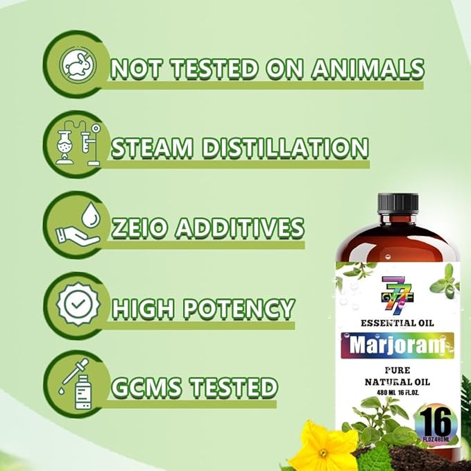 Marjoram Essential Oil(16oz / 480ml) - Marjoram Oils Used in diffusers, humidifiers, Home Baths, Cleaning Products, Yoga, DIY Soaps and DIY Scented Candles
