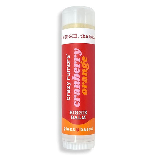 Crazy Rumors Biggie Cranberry Orange Flavored All Natural, Plant Based Lip Balm to Moisturize and Nourish your Lips - Cranberry Orange tube 0.6 oz (4x Larger than standard 0.15 oz lip balm)
