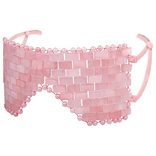 gemshan Jade Eye Mask, Rose Quartz Facial Mask Gemstone Cooling Reduce Eye Puffy Mask Anti Aging Therapy Hot or Cold Using