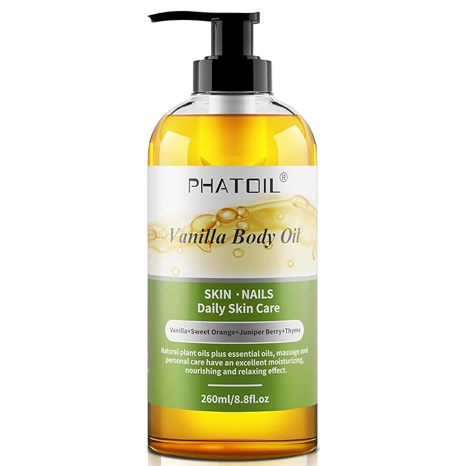 Vanilla Body Oil 260ML & Ginger Body Oil 260ML Large Bottle Body Oil for Moisturizing Skin